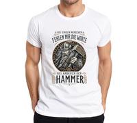 Camiseta para hombre de Thor Mjölnir con texto en alemán "Bei Ananderen der der Hammer Wikinger Wi, Blanco, L