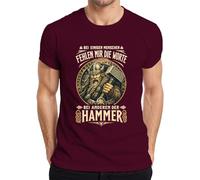 Camiseta para hombre de Thor Mjölnir con texto en alemán "Bei Ananderen der der Hammer Wikinger Wi, granate, 3XL