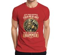 Camiseta para hombre de Thor Mjölnir con texto en alemán "Bei Ananderen der der Hammer Wikinger Wi, rojo, L