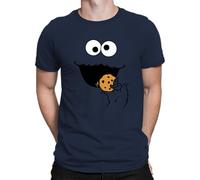 Camiseta para hombre, diseño de monstruo de galleta, azul marino, XXL