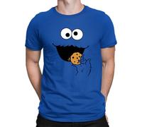 Camiseta para hombre, diseño de monstruo de galleta, azul, S