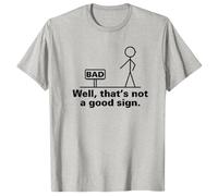 Camiseta para hombre divertida, cuello redondo, manga corta, figura sarcástica, no es un buen signo de humor, gris claro, L