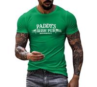 Camiseta para hombre divertida impresión 3D camiseta deportiva St Patricks Day Tshirts trébol irlandés ropa de calle hip hop tops cuello redondo waffle tops disfraz festivo cómodo camiseta