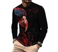 Camiseta para Hombre Eagle Impresa en 3D con gráfico Divertido Cuello Redondo Manga Larga Casual Suelta Tipo pulóver