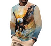 Camiseta para Hombre Eagle Impresa en 3D con gráfico Divertido Cuello Redondo Manga Larga Casual Suelta Tipo pulóver
