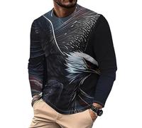 Camiseta para Hombre Eagle Impresa en 3D con gráfico Divertido Cuello Redondo Manga Larga Casual Suelta Tipo pulóver