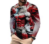 Camiseta para Hombre Eagle Impresa en 3D con gráfico Divertido Cuello Redondo Manga Larga Casual Suelta Tipo pulóver