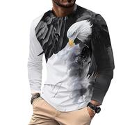 Camiseta para Hombre Eagle Impresa en 3D con gráfico Divertido Cuello Redondo Manga Larga Casual Suelta Tipo pulóver