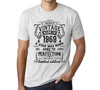 Camiseta para Hombre Envejecida A La Perfección, En 1969 Nació Una Estrella - Aged to Perfection, a Star Was Born in 1969 - Regalo Diseño Gráfico 57 Años Cumpleaños Aniversario Moda Año 1969 Ash M