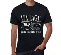 Camiseta para Hombre Envejeciendo como Un Buen Vino 2048 - Aging Like A Fine Wine 2048 - T-Shirt Vintage Manga Corta Regalo Original Cumpleaños Diseño Gráfico Moda Negro Profundo L