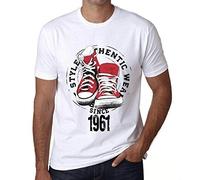Camiseta para Hombre Estilo Auténtico Desde 1961 - Authentic Style Since 1961 - Regalo Diseño Gráfico 65 Años Cumpleaños Aniversario Moda Año 1961 Blanco XL
