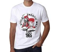 Camiseta para Hombre Estilo Auténtico Desde 1965 - Authentic Style Since 1965 - Regalo Diseño Gráfico 61 Años Cumpleaños Aniversario Moda Año 1965 Blanco M