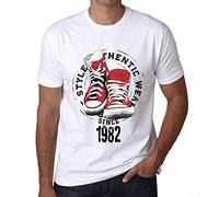 Camiseta para Hombre Estilo Auténtico Desde 1982 - Authentic Style Since 1982 - Regalo Diseño Gráfico 44 Años Cumpleaños Aniversario Moda Año 1982 Blanco XL