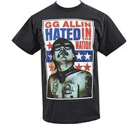 Camiseta para hombre GG ALLIN Hated in The Nation Punk Rock Cult Murder Junkies, Negro, XL