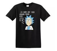 Camiseta para hombre "I'm Sorry But Your Opinion" Rick and Morty Spoof American Anime Top, camiseta negra, XL