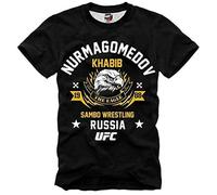 Camiseta para hombre Khabib Nurmagomedov Sambo Wrestling Fighting, Negro , S