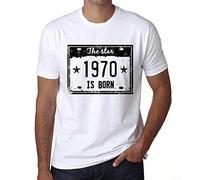 Camiseta para Hombre La Estrella Nace En 1970 - The Star Is Born in 1970 - Regalo Diseño Gráfico 54 Años Cumpleaños Aniversario Moda Año 1970 Blanco XS