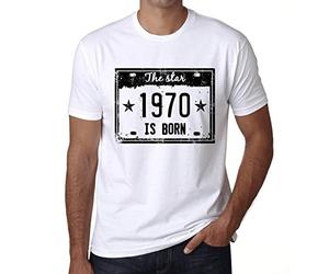 Camiseta para Hombre La Estrella Nace En 1970 - The Star Is Born in 1970 - Regalo Diseño Gráfico 54 Años Cumpleaños Aniversario Moda Año 1970 Blanco XS