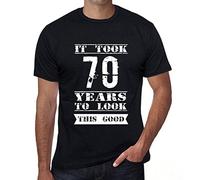 Camiseta para Hombre Le Tomó 70 Años Verse Así De Bien - It Took 70 Years To Look This Good - Regalo Diseño Gráfico 70 Años Cumpleaños Aniversario Moda Año 1954 Negro Profundo 3XL
