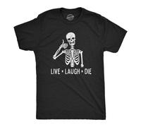 Camiseta para hombre Live Laugh Die Divertida camiseta de esqueleto de Halloween con cita sarcstica que dice camiseta grfica novedosa Camisetas
