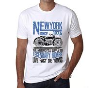 Camiseta para Hombre Motociclistas Legendarios Desde 1976 - Motorcycle Legendary Riders Since 1976 - Regalo Diseño Gráfico 50 Años Cumpleaños Aniversario Moda Año 1976 Blanco M