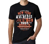 Camiseta para Hombre Nueva York Fabricado En 1965 - New York Made in 1965 - Regalo Diseño Gráfico 61 Años Cumpleaños Aniversario Moda Año 1965 Negro Profundo XL