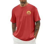 Camiseta para hombre oversize verano algodón manga corta cuello redondo tops con coco playa puesta de sol aireada ropa de calle estampada ropa básica casual top viaje a la ciudad trajes de moda, O