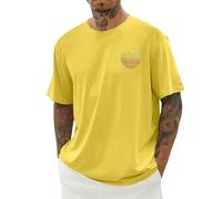 Camiseta para hombre oversize verano algodón manga corta cuello redondo tops con coco playa puesta de sol aireada ropa de calle estampada ropa básica casual top viaje a la ciudad trajes de moda, O