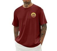 Camiseta para hombre oversize verano algodón manga corta cuello redondo tops con coco playa puesta de sol aireada ropa de calle estampada ropa básica casual top viaje a la ciudad trajes de moda, O