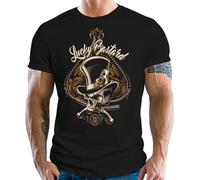 Camiseta para hombre para fans de Rockabilly Racer Hot Rod: Lucky Bastard, Negro , XXL