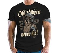 Camiseta para hombre para los motociclistas mayores - Old Bikers Never Die, Negro , 4XL