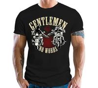 Camiseta para hombre para motociclistas y ciclistas: Gentlemen No Words, Negro , 4XL