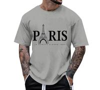 Camiseta para hombre Paris is Always a Good idea Torre Eiffel Print manga corta camiseta gráfica declaración camiseta casual camiseta casual viaje ciudad moda hombre ropa souvenir, Style-P02 Gris, M