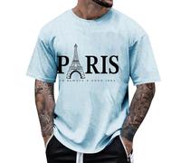 Camiseta para hombre Paris is Always a Good idea Torre Eiffel Print manga corta camiseta gráfica declaración camiseta casual camiseta casual viaje ciudad moda hombre ropa souvenir, Style-P03 Blue, XL