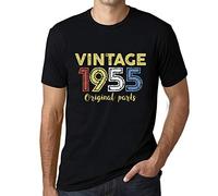 Camiseta para Hombre Piezas Originales 1955 - Original Parts 1955 - Regalo Diseño Gráfico 71 Años Cumpleaños Aniversario Moda Año 1955 Negro Profundo XL