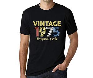 Camiseta para Hombre Piezas Originales 1975 - Original Parts 1975 - Regalo Diseño Gráfico 51 Años Cumpleaños Aniversario Moda Año 1975 Negro Profundo XL
