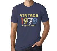Camiseta para Hombre Piezas Originales 1979 - Original Parts 1979 - Regalo Diseño Gráfico 47 Años Cumpleaños Aniversario Moda Año 1979 Denim L