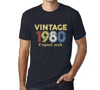 Camiseta para Hombre Piezas Originales 1980 - Original Parts 1980 - Regalo Diseño Gráfico 44 Años Cumpleaños Aniversario Moda Año 1980 Azul Marino XXL