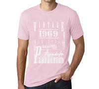 Camiseta para Hombre Piezas Originales Envejecidas A La Perfección 1969 - Original Parts Aged to Perfection 1969 - Regalo Diseño Gráfico 57 Años Cumpleaños Aniversario Moda Año 1969 Rosa Medio L