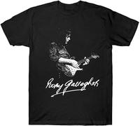 Camiseta para hombre Rory Gallagher YOKIHI, guitarrista, guitarra, retro vintage de 1970 y 1980, Negro, M