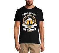 Camiseta para Hombre Salud Y Cervezas por Los 60 Años 60 - Cheers N Beers To 60 Years 60th - Regalo Diseño Gráfico 60 Años Cumpleaños Aniversario Moda Año 1964 Negro Profundo M