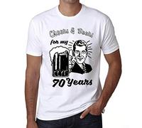 Camiseta para Hombre Salud Y Cervezas por Mis 70 Años - Cheers and Beers For My 70 Years - Regalo Diseño Gráfico 70 Años Cumpleaños Aniversario Moda Año 1954 Blanco M