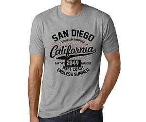 Camiseta para Hombre San Diego California Verano Sin Fin 2049 - San Diego California Endless Summer 2049 - T-Shirt Vintage Manga Corta Regalo Original Cumpleaños Diseño Gráfico Moda Gris Mezcla 3XL