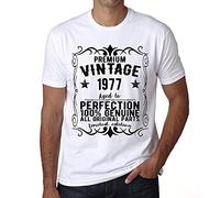 Camiseta para Hombre Todas Las Piezas Originales Envejecidas A La Perfección 1977 - All Original Parts Aged to Perfection 1977 - Regalo Diseño Gráfico 47 Años Cumpleaños Aniversario Moda Año 1977