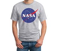 Camiseta para Hombre - Traje de Viaje Espacial para Hombre - Camisa con el Logotipo de la NASA - Top básico de Verano para Hombre - Camiseta de la NASA para Hombre XXL Gris