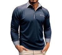 Camiseta para hombre True Classic Polo de manga corta con botones y solapa sólida, transpirable, para negocios, trabajo, golf, para hombre, azul, M