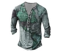 Camiseta para hombre verano moda casual ayuno impresión digital 3D camiseta de manga larga, verde, XXL