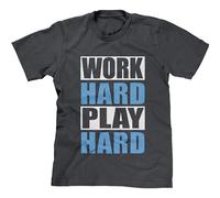Camiseta para hombre Work Hard Play Hard, gris, M
