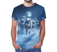 Camiseta para hombre y mujer, diseño gráfico 3D, manga corta, cuello redondo, novedosa, informal, de verano, a la moda, Pack Wolf, 3XL
