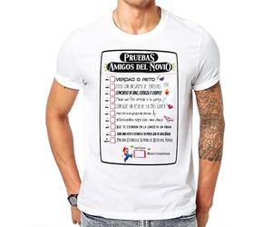 Camiseta para los Amigos del Novio. Despedida de Soltero Juego Entre los Amigos (FR/ES, Letras, XL, Regular, Regular, Blanco)
